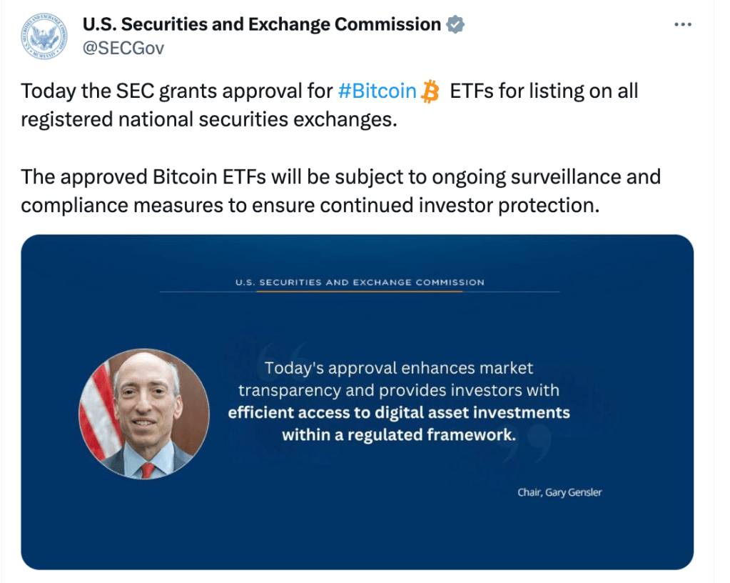 Bài đăng giả về việc SEC sẽ duyệt Bitcoin ETF trong hôm nay